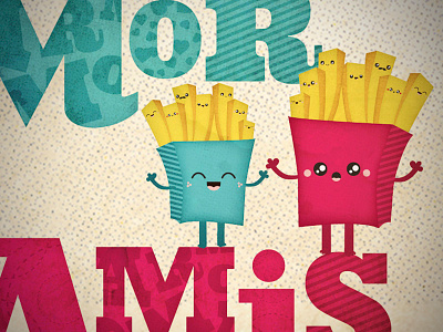 Love and Friendship cute fast food food friendship illustration love