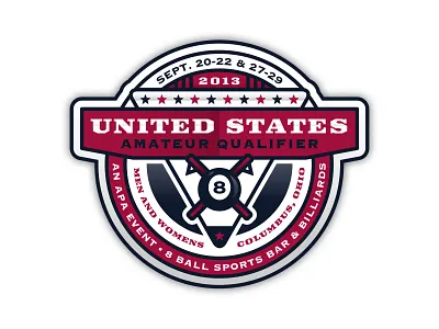 US Amateur Quaifier Logo america badge billiards pool stars tournament usa