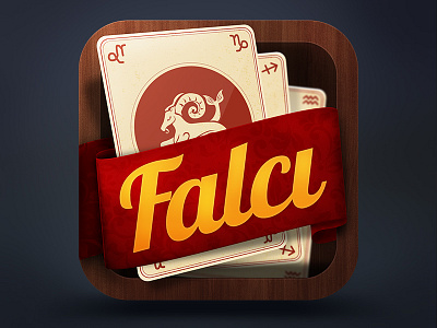 Mobile App Icon app banner falcı fortune horoscope icon ios ipad iphone mobile ribbon wood