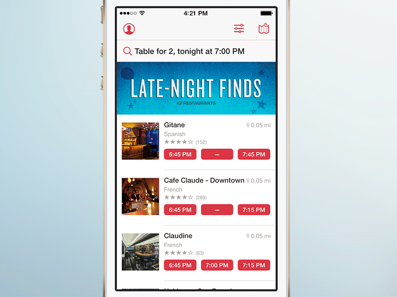 (GIF) OpenTable iOS 7 app walk-through animated bevel flat gif icon ios ios7 opentable red redesign tutorial update