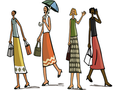 Tall Women art dress fashion female illustration shopping stylized
