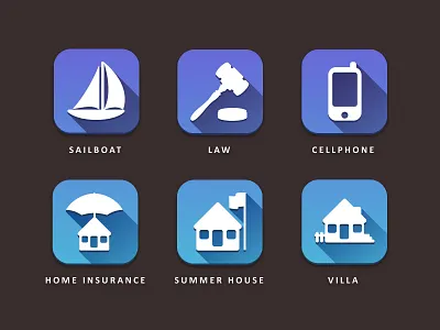 Icons for my insurances flat long shadow my insurances ocons