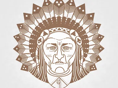 Chief america chief feather line art native american one color tribal vector wip