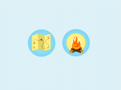 Illustrations camp fire circles icon illustration map