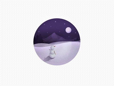 Snow valley view moon mountains round sky snow snowman