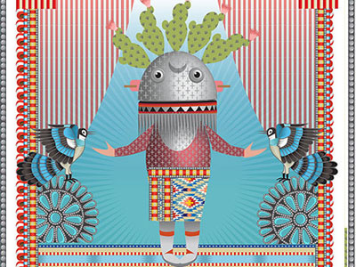 Yung'a: The Prickly Pear Cactus Kachina cactus illustration illustrator ithaca kachina nature qcassetti turquoise vector