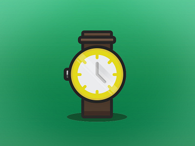 What time is it? clock design flat gold green icon illustration leather shiny time