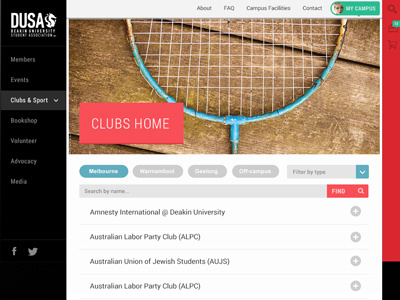 DUSA - student association responsive UI student ui