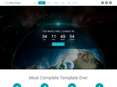New Wave is HERE! conference corporate creative css earth hosting html marketing nonprofit one page template under cunstruction
