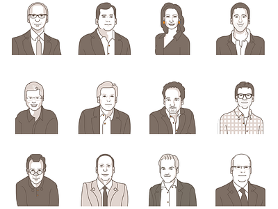 Portraits of Reuters columnists and main contributors. chrysthia freehand face illustration jim roberts journalist next paul smalera portrait reuters vector