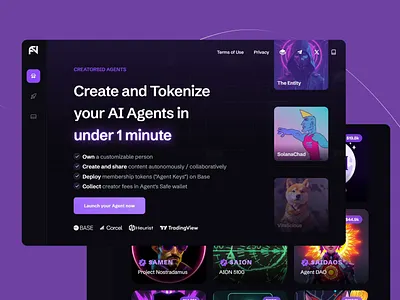 Design Tokens Management : CreatorBid ai agent ai agents creator creator tools customizable avatars dark theme design illustration membership modern ui nft platform tokens tokens management ui design user experience user interface web design web ui web ux