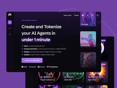 Design Tokens Management : CreatorBid ai agent ai agents creator creator tools customizable avatars dark theme design illustration membership modern ui nft platform tokens tokens management ui design user experience user interface web design web ui web ux