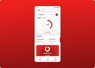 Vodafone Redesign APP 🔥 branding design figma illustration logo mobile design ui ui ux uiux user ux