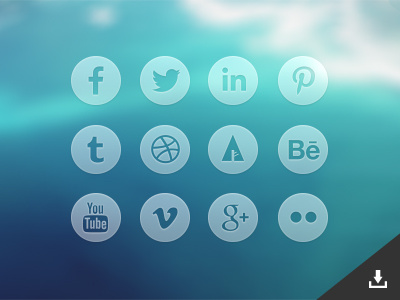 Round Transparent Social Media Icons (Psd) behance circle dribbble facebook free icons pinterest psd round social media transparent twitter