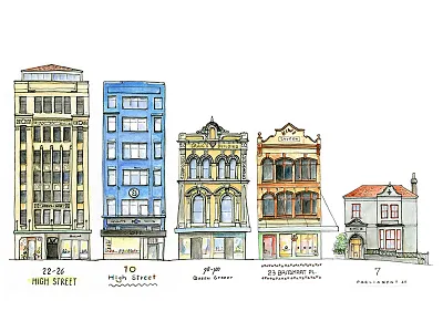 100 Buildings architecture auckland buildings illustration watercolour
