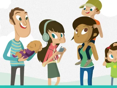 Illustration for a website character family illustration web webdesign