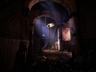 Haunted Hallway - 3D Lighting & Rendering 3d cg colors hallway light lightfog lighting lightmood old building rendering shadows