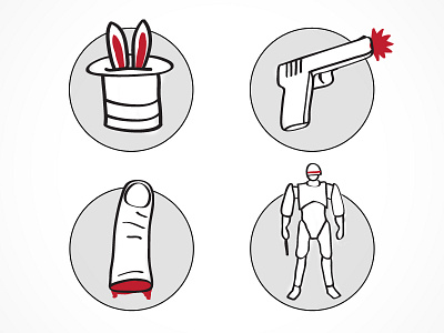 Kiss Kiss Bang Bang gun icon illustration robocop