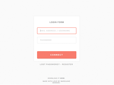 [Freebie] Login/Register form app css css3 form free freebie gratuit html html5 login register web