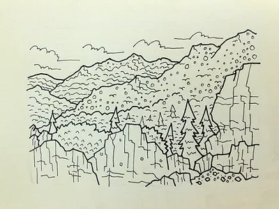 Foothills Doodle cosmos earth illustration landscape mountain texture