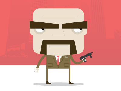 Shooter animation character moustache pink vector