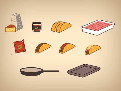 Turkey Taco Icons cooking food iconography icons infographics tacos