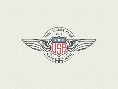 »USA« Winged Badge ... badge biker lettering logo type typo typography usa vector graphic wings