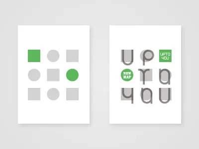 Uptoyou Map cover desigen gray green map presswork print round square typography ui