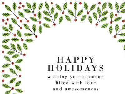 105 berries holiday card leaves