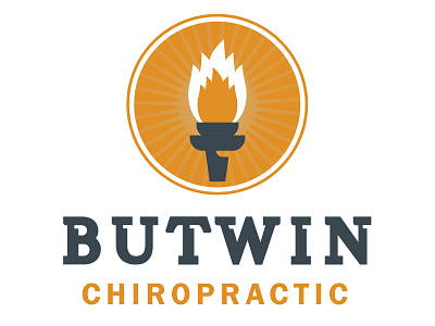 Butwin Chiropractic Vertical burst chiropractic circle display fire icon logo orange round serif star typography