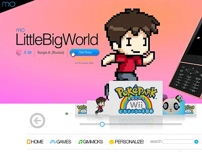 Mominis Old school but still fresh look :) apps carousel cell control games mobile phone pixel art search slide