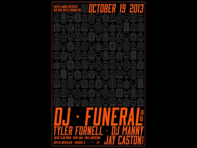 Sub Side 06 dj flyer grave halloween linework minimal music pumpkin skull tombstone typography