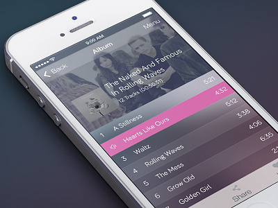 iOS 7 Music App - Album View album app interface ios7 iphone mobile music music player player ui