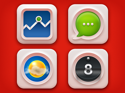 White Icons 2 calendar chat icons stocks weather white