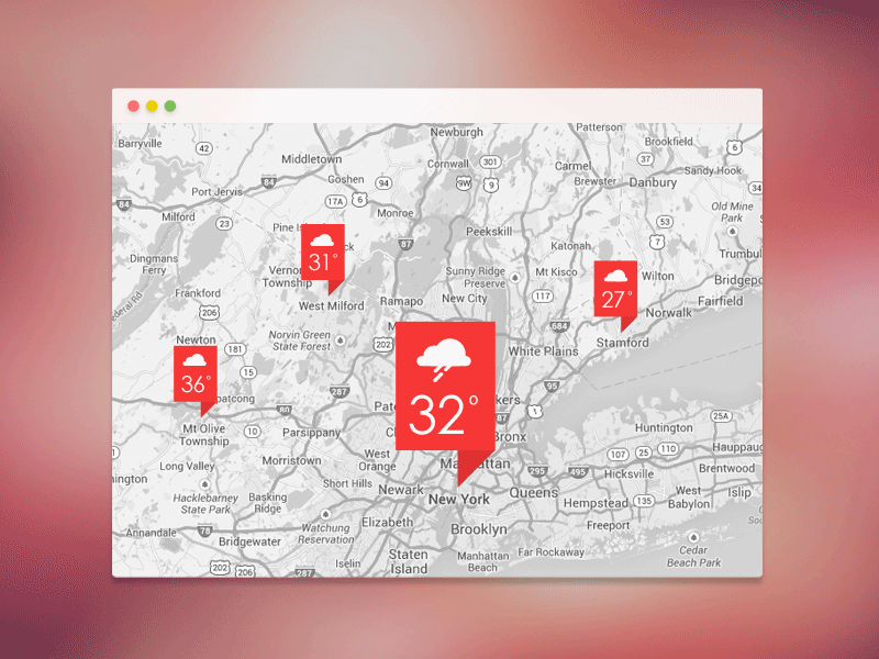 Map weather app gui photoshop ui ux weather