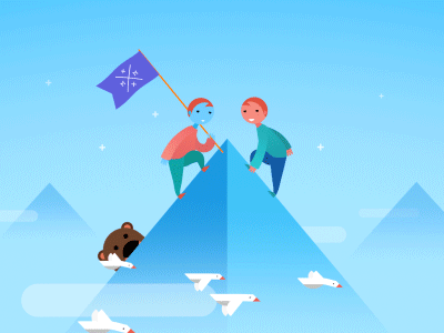 Bear hug {gif} 2d ae animation bear birds characters clouds effects flat gif illustration mountain