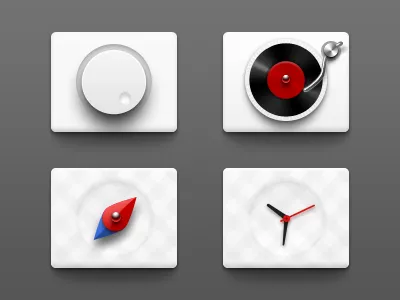 White Icons clock compass icon music settings ui