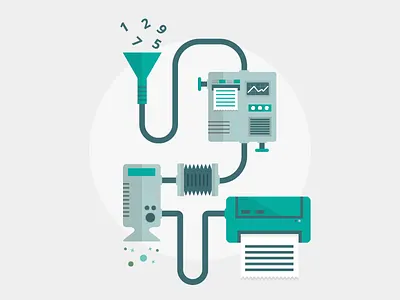 Analysing Machine Thing analytics flat illustration machine seo