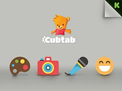 Cubtab Icons @2x app children colour cubtab flat fun happy icon ipad kickstarter vector