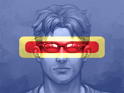 X-Men Tribute: Cyclops art cyclops design digital fan art iconic illustration painting primary colors realism sunglasses x men