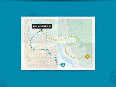 Strategy Map blue compass map path pattern topographic topography x yellow