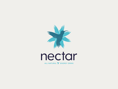 Nectar bird blue drink energy flower hummingbird logo natural type