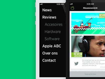 Appelstijl Mobile application blog flat foam green magazine mobile sea