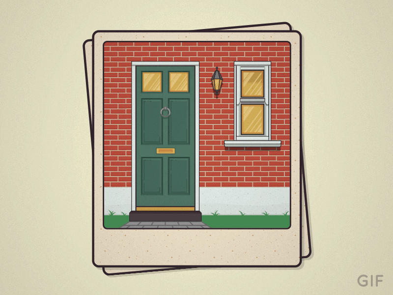 Door Window Illustration GIF d dh door gif green illustration red window yellow