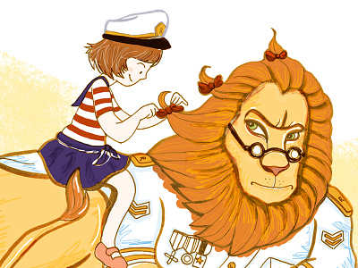 Girl and Lion character design illustration t shirt design