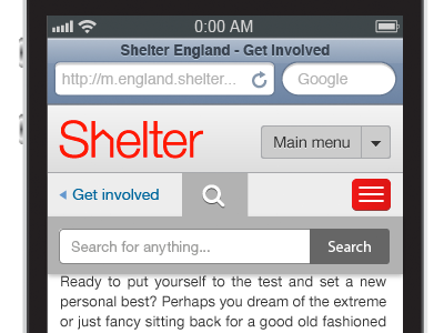 Search Form mobile search form
