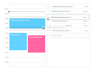 Calendar & tasks agenda calendar clean colour drag drop tasks ui