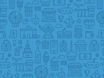 Wisely Pattern buildings card cloud credit finance food illustration pattern retail shop store tag