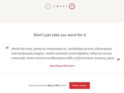 Slideshow Pagination & Reviews button pagination product quote review typography ui user experience user interface ux