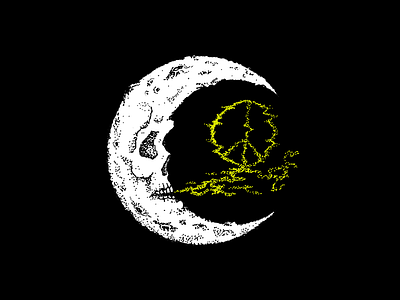 How High the Moon cosmic doobie dead heads drugs hippy shit les paul joke moon peace pointillist skull smoke stoner weed